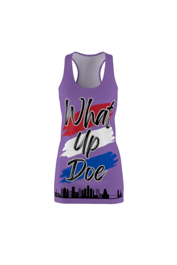 What Up Doe Women's Mini Tank Dress in Purple for 4th of July