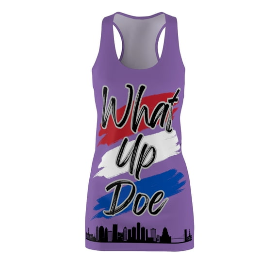 What Up Doe Women's Mini Tank Dress in Purple for 4th of July