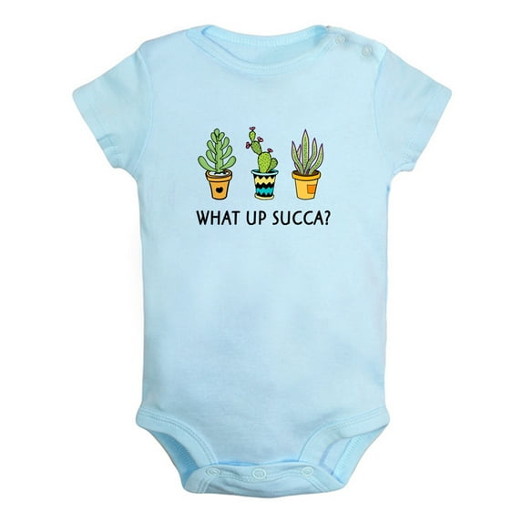 What Up Succa Cactus Funny Rompers For Babies, Newborn Baby Unisex Bodysuits, Infant Jumpsuits, Toddler 0-24 Months Kids One-Piece Oufits (Blue, 0-6 Months)
