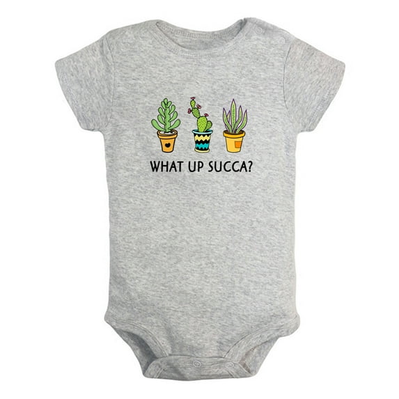 What Up Succa Cactus Funny Rompers For Babies, Newborn Baby Unisex Bodysuits, Infant Jumpsuits, Toddler 0-24 Months Kids One-Piece Oufits (Gray, 18-24 Months)