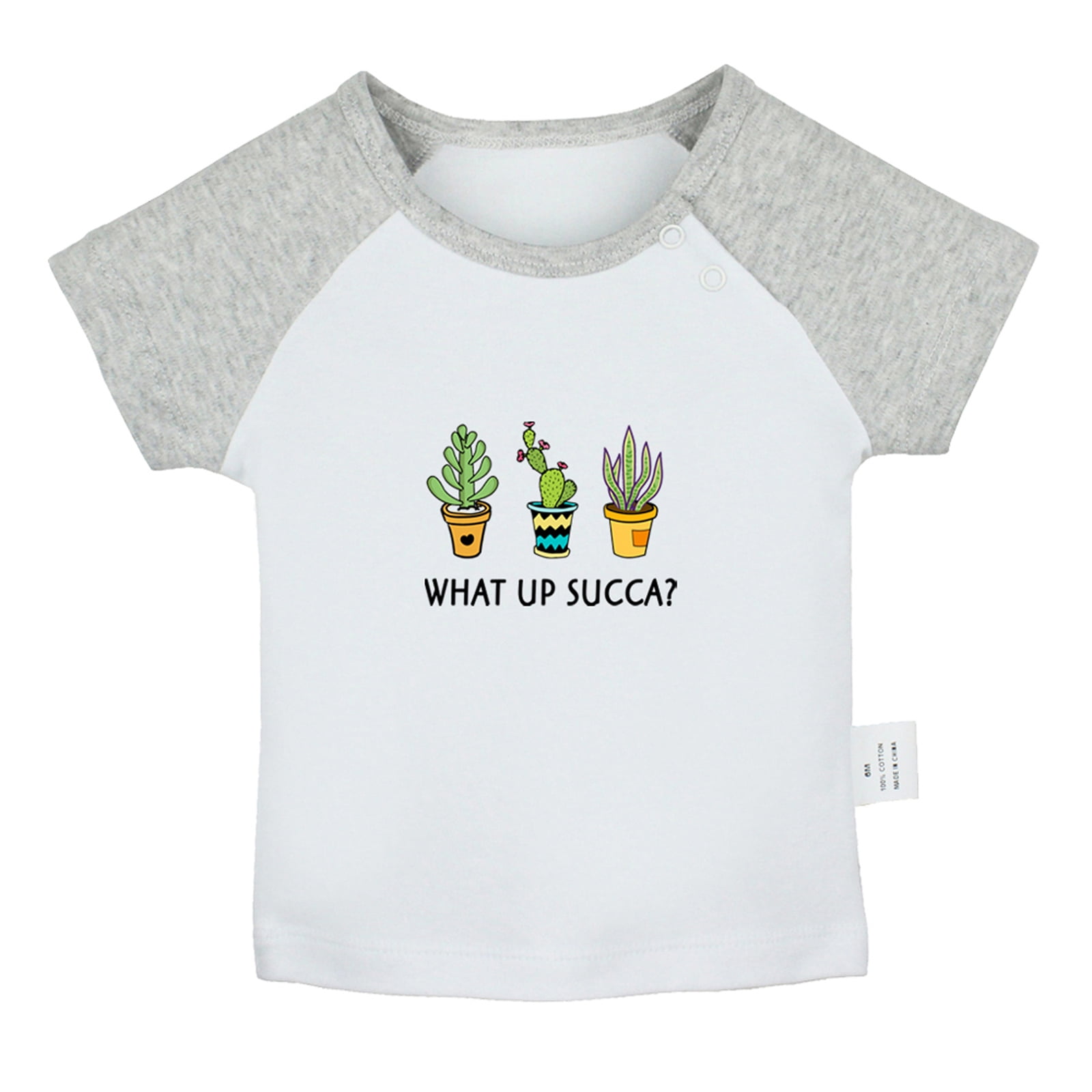 iDzn What Up Succa Cactus Funny T shirt For Baby, Newborn Babies T-shirts, Infant Tops, 0-24m Kids Graphic Tees Clothing (Short Pink Raglan T-shirt, 0