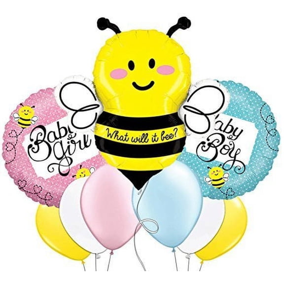 What Will It Bee Baby Girl Baby Boy Bumble Bee Design Balloons Set
