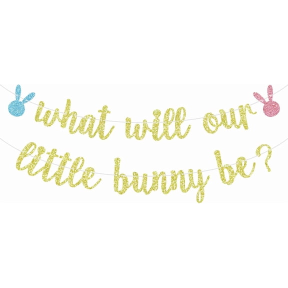 What Will Our Little Bunny Be Banner, Some Bunny is on the Way, Easter Baby Shower, Rabitt Theme Gender Reveal/Baby's 1st Birthday Party Decorations