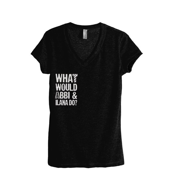 What Would Abbi And Ilana Do Women's Fashion Relaxed V-Neck T-Shirt Tee Heather Black X-Large