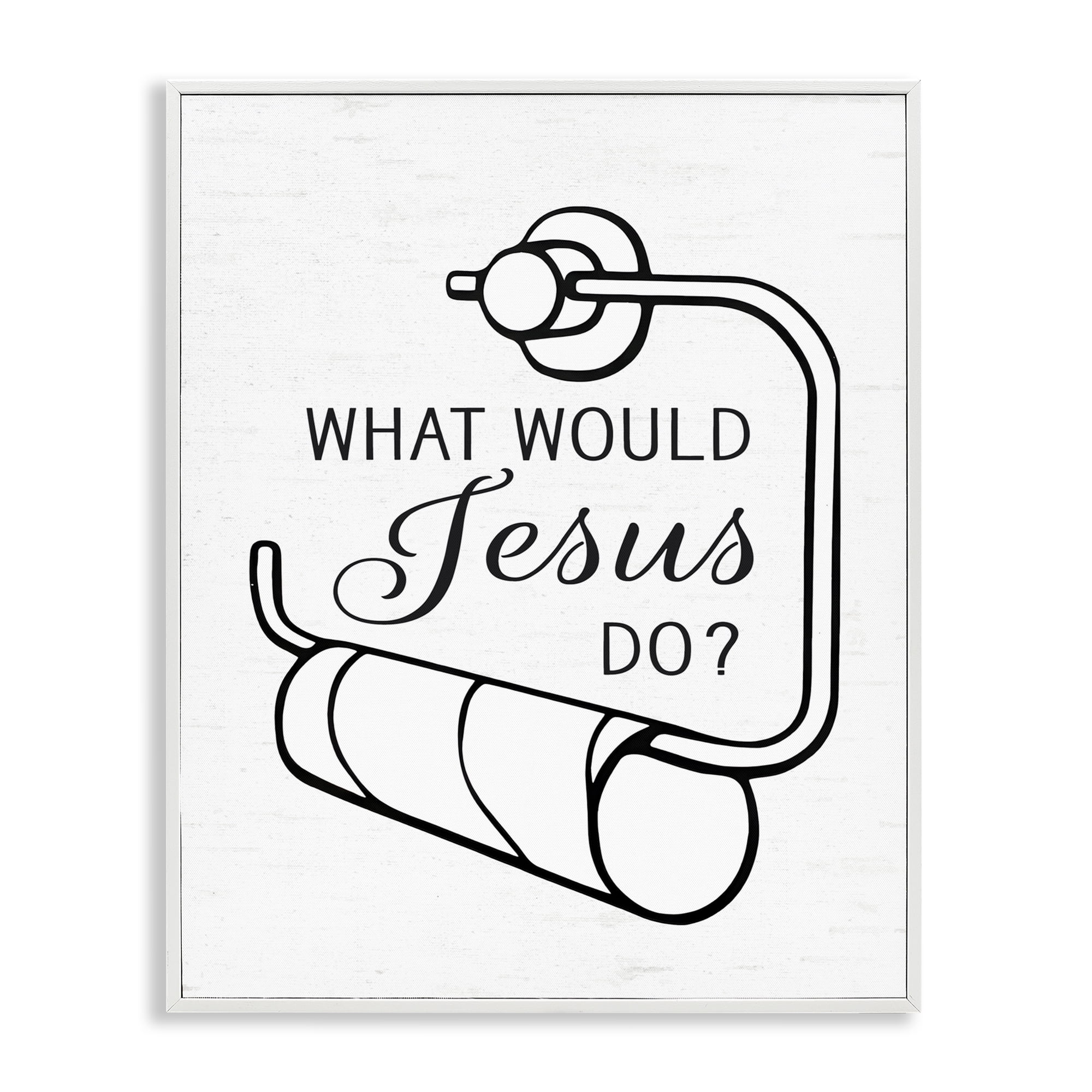 What Would Jesus Do Toilet Paper White Framed Giclee Art, design by Lettered and Lined