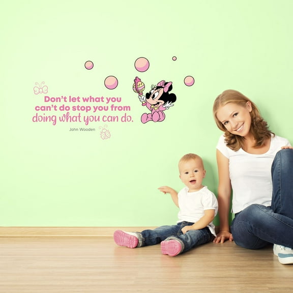 What You Can Baby Minnie Quote Cartoon Quotes Decors Wall Sticker Art Design Decal for Girls Boys Kids Room Bedroom Nursery Kindergarten Home Decor Stickers Wall Art Vinyl Decoration (8x10 inch)