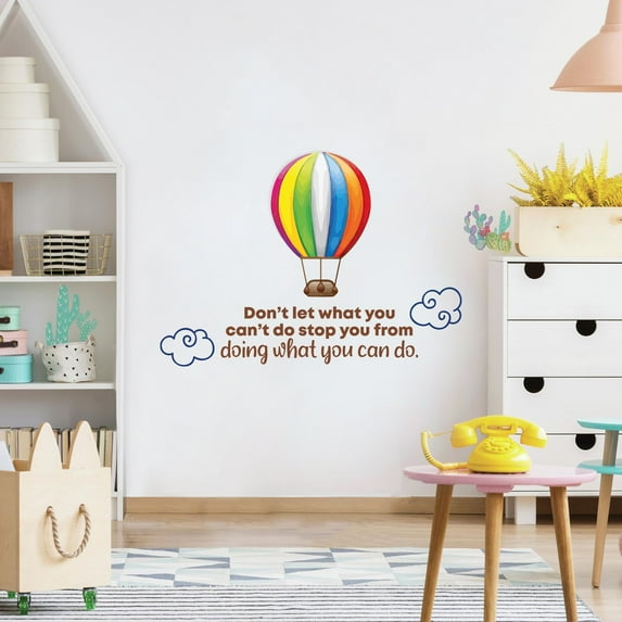 What You Can Hot Air Balloon Quote Cartoon Quotes Decors Wall Sticker Art Design Decal for Girls Boys Kids Room Bedroom Nursery Kindergarten Home Decor Stickers Wall Art Vinyl Decoration (18x20 inch)