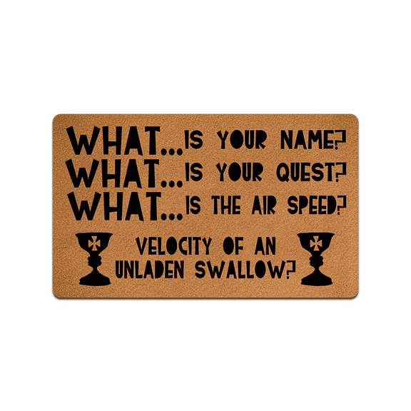 What is Your Name What is Your Quest Doormat Coir Doormat Welcome Coir Doormat Anti-stain Entry Doormat Funny Home Decor Anti-Slip PVC Backing 17.5" x 29.5"