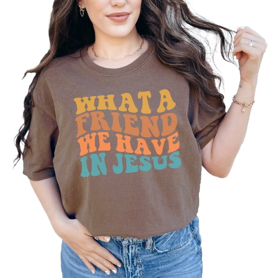 What a Friend We Have in Jesus, Friendship with Christ Quote, Groovy Retro Wavy Text, Espresso Comfort Colors T-Shirt, 3XL