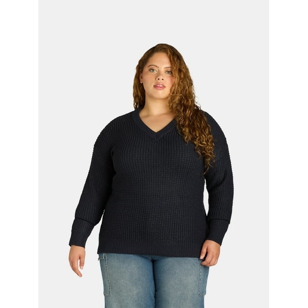 Plus size waffle knit sweater discount