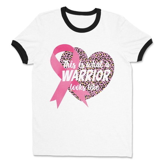 What a Warrior Looks Like Ringer Tee Shirt Unisex Large White/Black