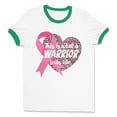 thumbnail image 1 of What a Warrior Looks Like Ringer Tee Shirt Unisex Large White/Kelly Green, 1 of 5