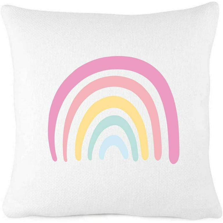 What for apparel Baby Nursery Rainbow Pastel Throw Pillow Cover Farmhouse D cor Vintage Home Decorations Cotton Linen Couch Throw Home Decorations