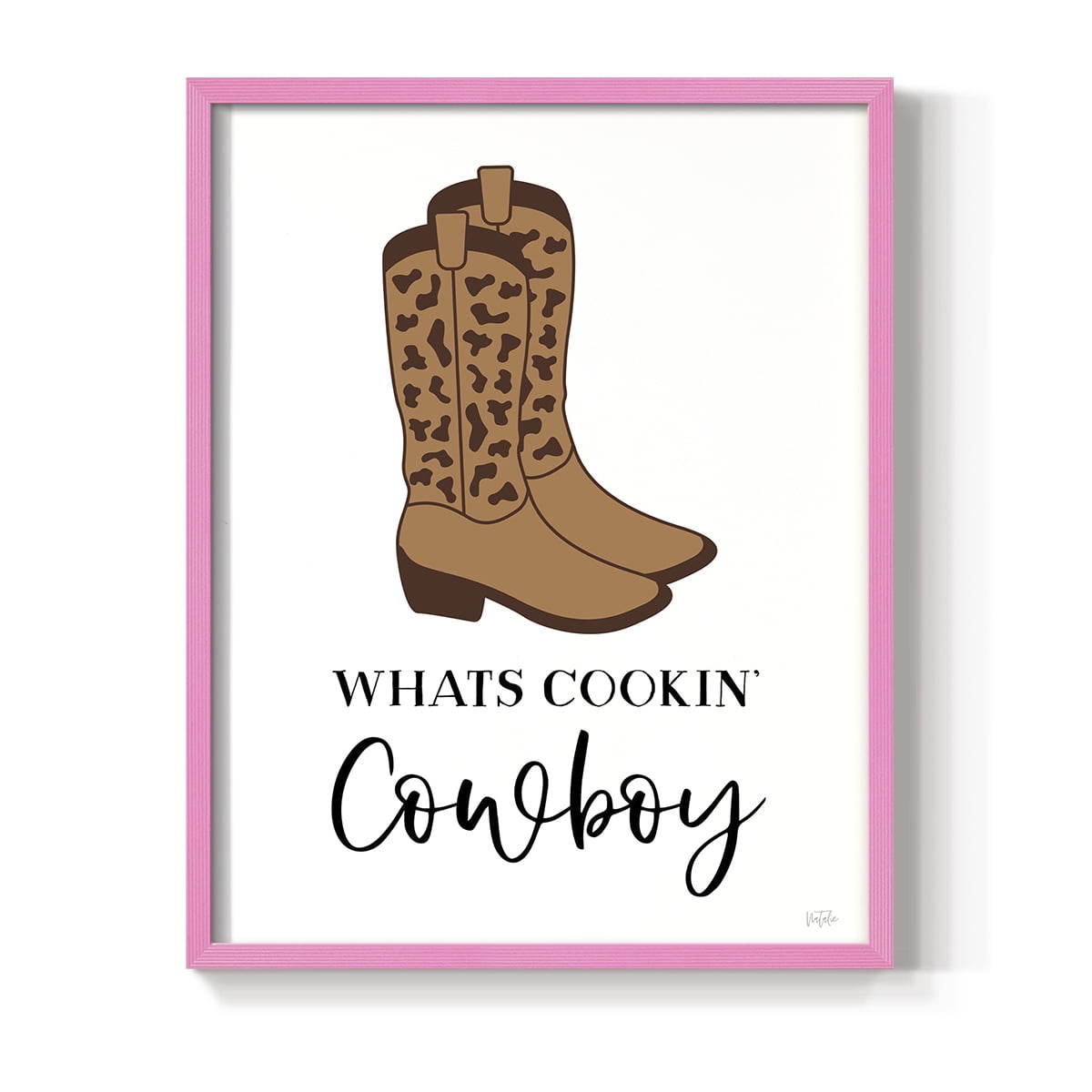 What's Cookin' Cowboy Framed Print in Pink Solid Wood 11 x 14 Framed Print