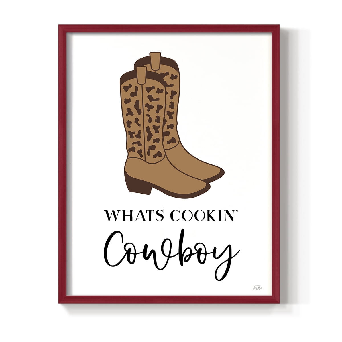 What's Cookin' Cowboy Framed Print in Red Solid Wood 8 x 10 Framed Print