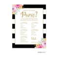 thumbnail image 1 of Koyal Wholesale Floral Gold Glitter Print Wedding, What's in Your Purse? Bridal Shower Game Cards, 20-Pack, 1 of 1