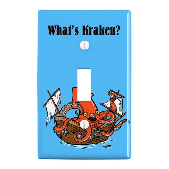 What's Kraken Giant Squid Destroying Ship Plastic Wall Decor Toggle Light Switch Plate Cover