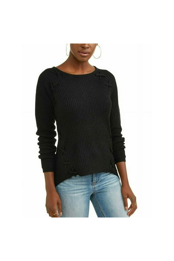 Sweater Women's Size S Black Lattice Detail Assimetrycal