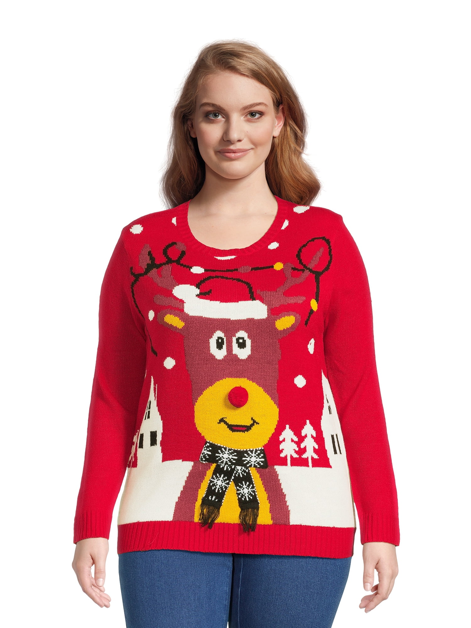 What's Next Women's Plus Size Christmas Sweater, Sizes 1X-3X - Walmart.com
