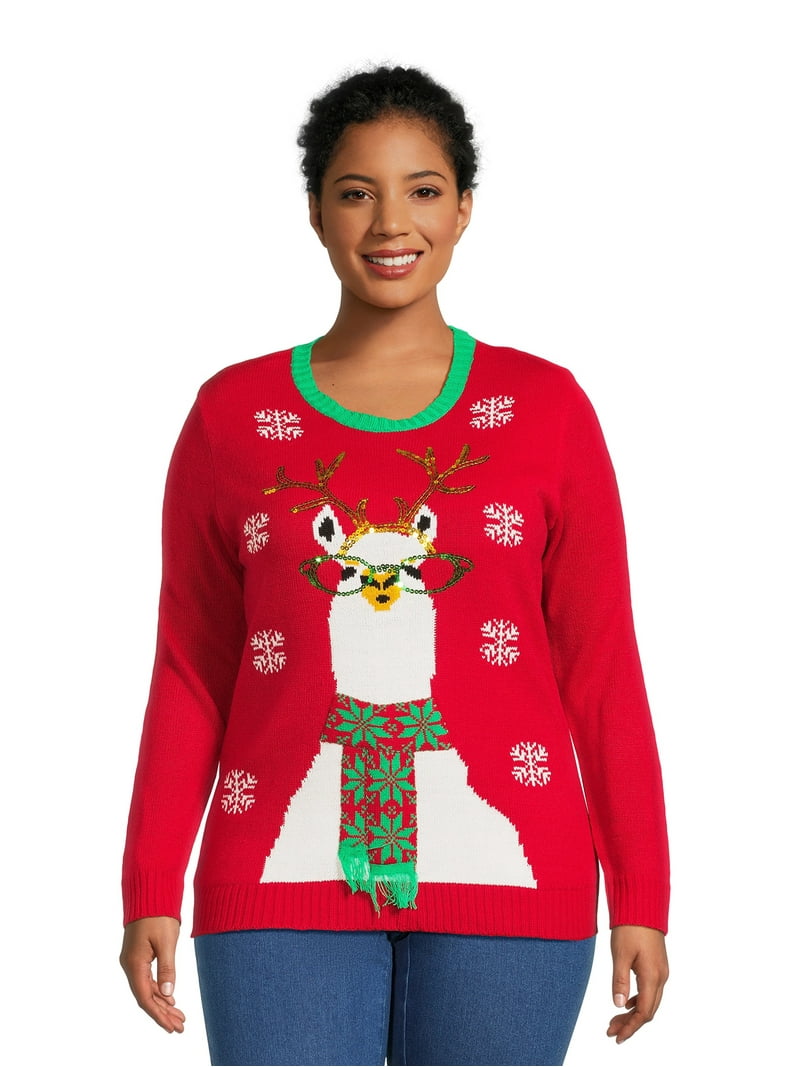 What's Next Women's Plus Size Christmas Sweater, Sizes 1X-4X