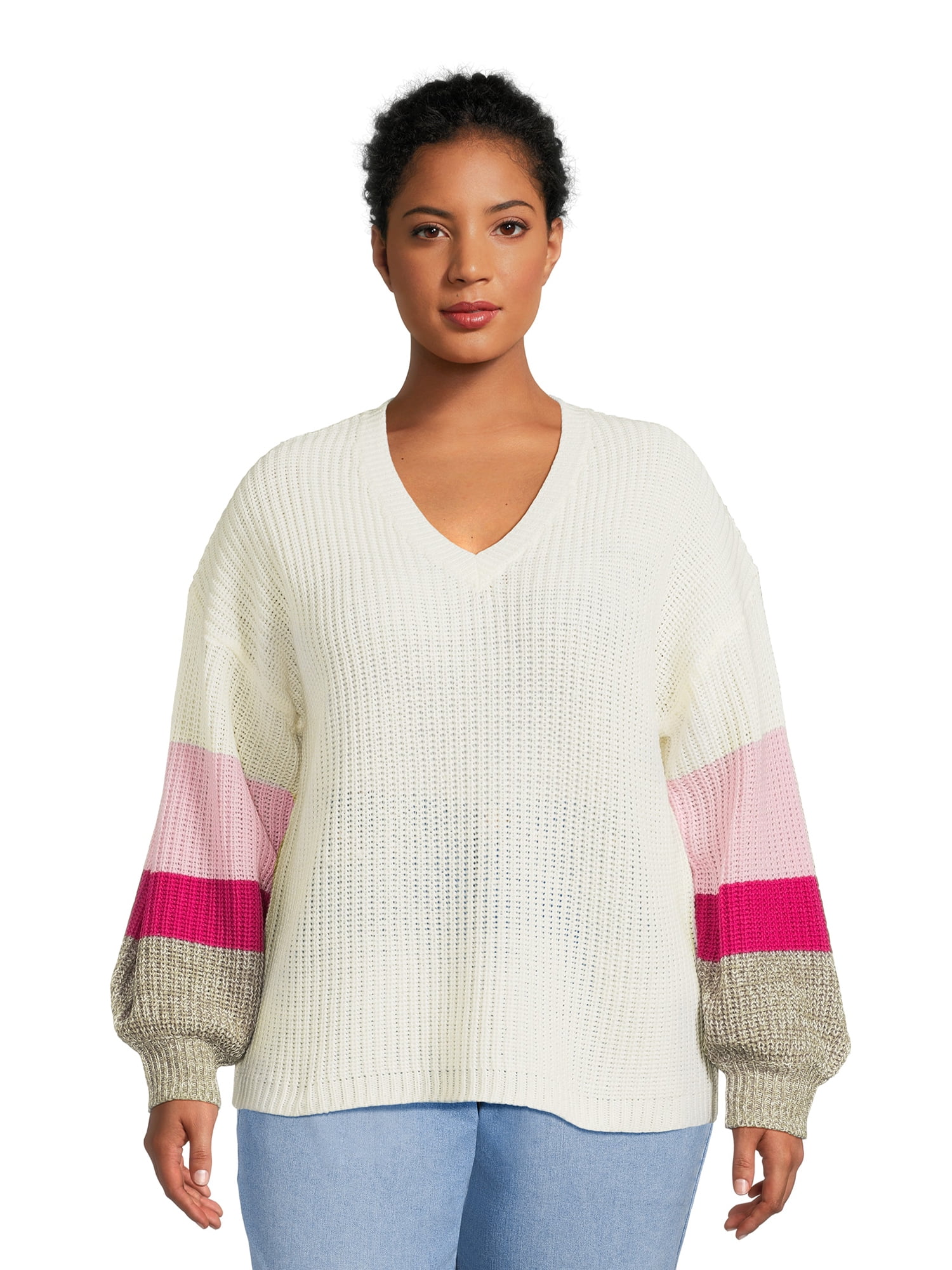 Plus size top shaker knit sweater