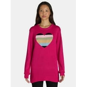 WHAT'S NEXT Women's and Women's Plus Size Heart Patch Pullover Sweater, Sizes S-4X