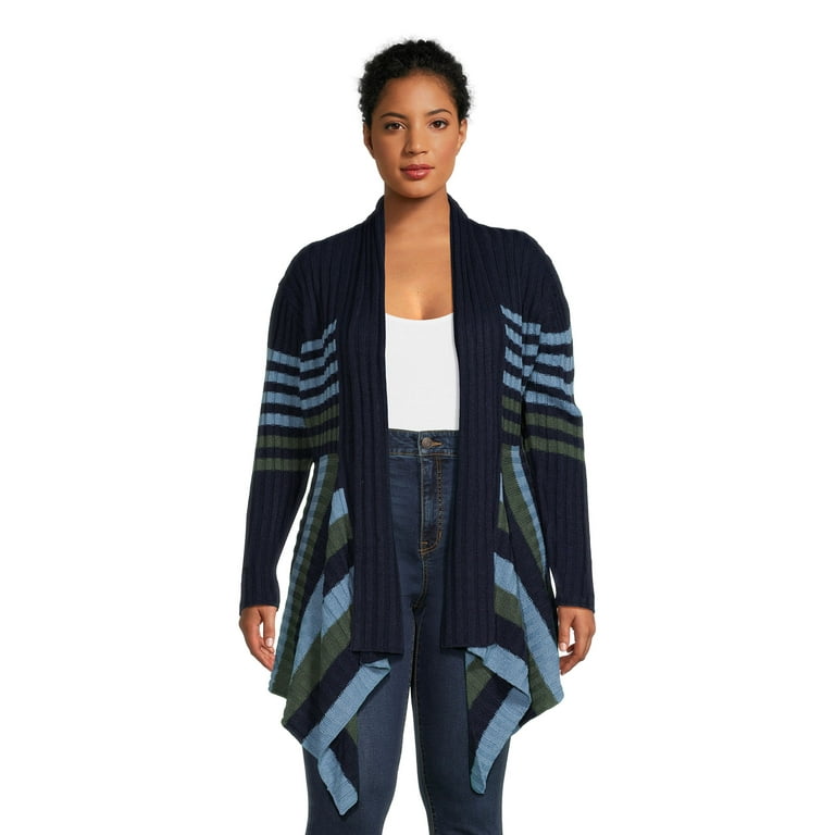 What s Next Women s and Women s Plus Striped Flyaway Cardigan Sweater Midweight Sizes XS 4X Walmart