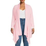WHAT'S NEXT Women's and Women's Plus Striped Flyaway Cardigan Sweater, Midweight, Sizes XS-4X
