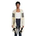 thumbnail image 1 of What's Next Women's and Women's Plus Striped Flyaway Cardigan Sweater, Midweight, Sizes XS-4X, 1 of 5