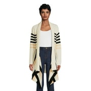 What's Next Women's and Women's Plus Striped Flyaway Cardigan Sweater, Midweight, Sizes XS-4X