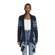 What's Next Women's and Women's Plus Striped Flyaway Cardigan Sweater, Midweight, Sizes XS-4X