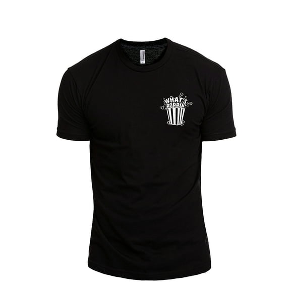 What's Poppin Men's Modern Fit Fun Casual T-Shirt Printed Graphic Tee Black Medium