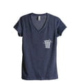 thumbnail image 1 of What's Poppin Women's Fashion Relaxed V-Neck T-Shirt Tee Heather Navy Small, 1 of 3