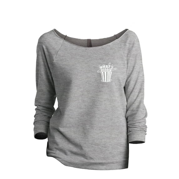 What's Poppin Women's Fashion Slouchy 3/4 Sleeves Raglan Lightweight Sweatshirt Sport Grey Large