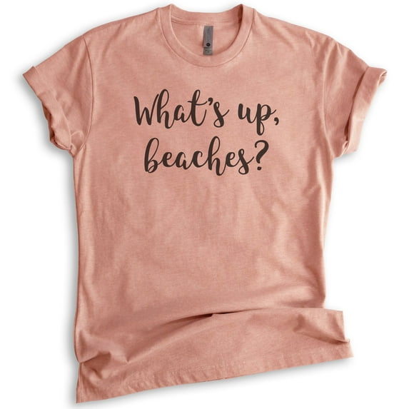 What's Up Beaches T-shirt, Unisex Women's Men's Shirt, Beach Shirt, Vacation T-Shirt, Heather Sunset, 3X-Large
