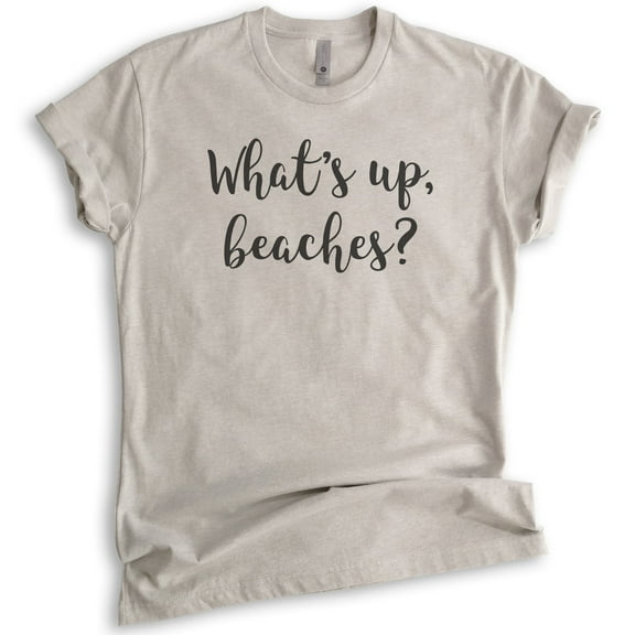 What's Up Beaches T-shirt, Unisex Women's Men's Shirt, Beach Shirt, Vacation T-Shirt, Light Silk Gray, X-Small