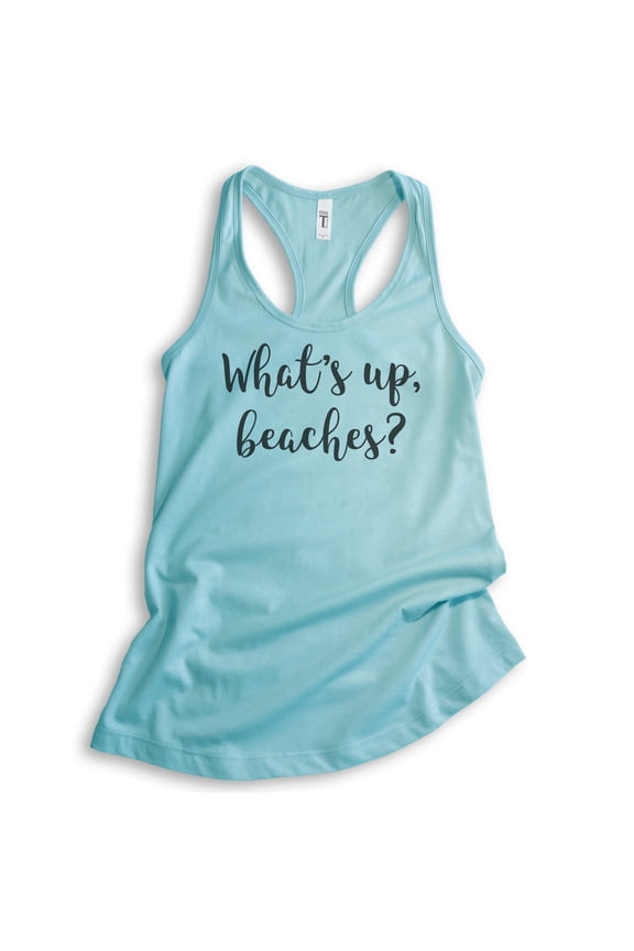 What's Up Beaches Tank Top, Ladies Racerback Tank Top, Beach Tank, Vacation Tank, Cancun, Large