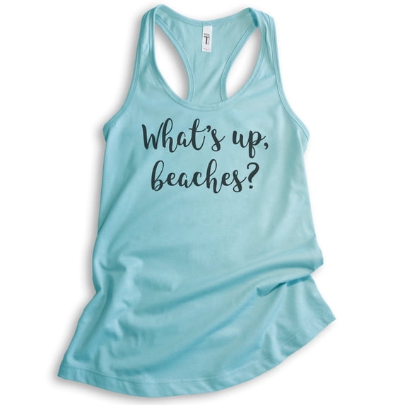 What's Up Beaches Tank Top, Ladies Racerback Tank Top, Beach Tank, Vacation Tank, Cancun, XX-Large