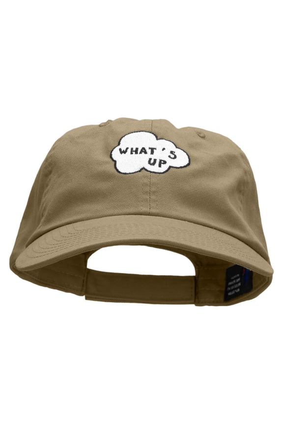 What's Up Cloud Embroidered Low Profile Dyed Cotton Twill Cap - Khaki OSFM