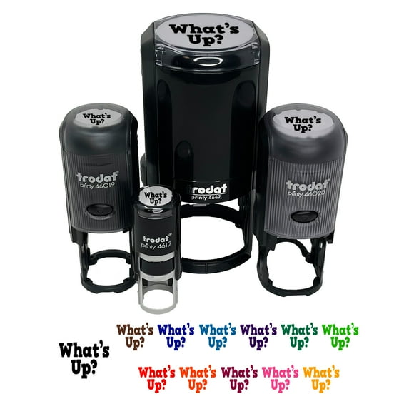 What's Up Fun Text Self-Inking Rubber Stamp Ink Stamper - Green Ink - Mini 1/2 Inch