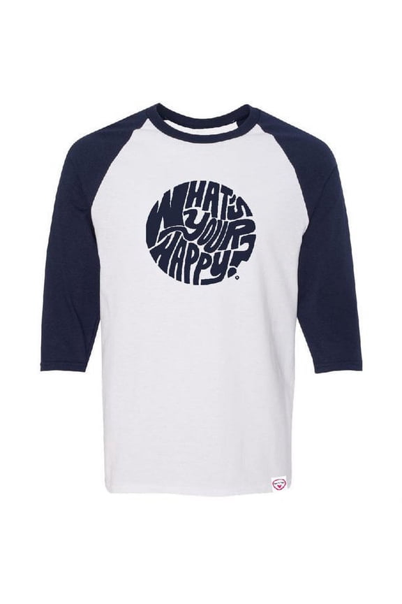 What's Your Happy? Circle Logo Men's Raglan 3/4 Sleeve T-Shirt