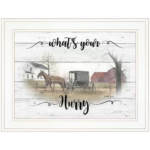 Trendy Decor4U "What's Your Hurry" By Billy Jacobs, Ready to Hang Framed Print, White Frame