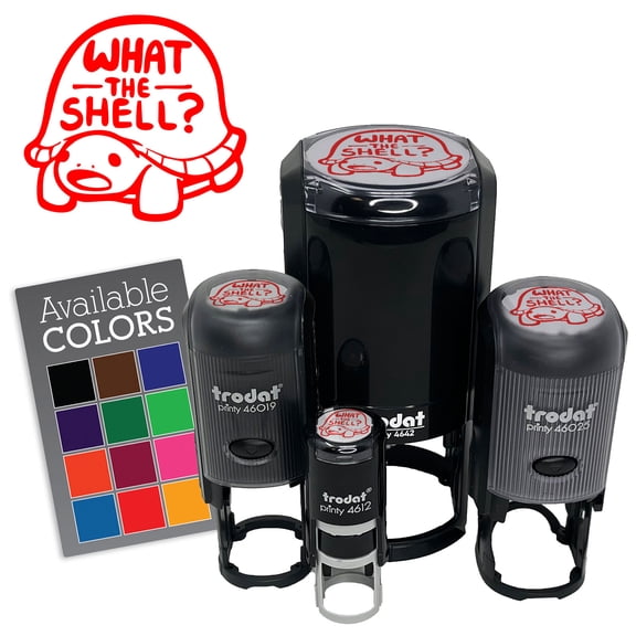 What the Shell Surprised Shocked Turtle Cute Self-Inking Rubber Stamp for Stamping Ink Stamper Crafting Planners - 3/4 Inch Small - Sky Blue Ink