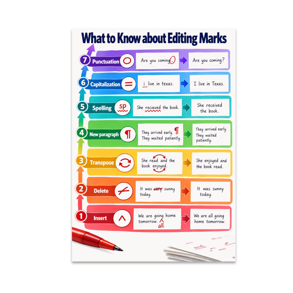 What to Know About Editing Marks - Language Teachers - 13x19 Poster Print
