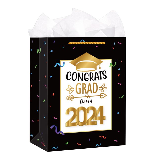 WhatSign 11.5" Graduation Gift Bag with Handle and Tissue Paper-Class