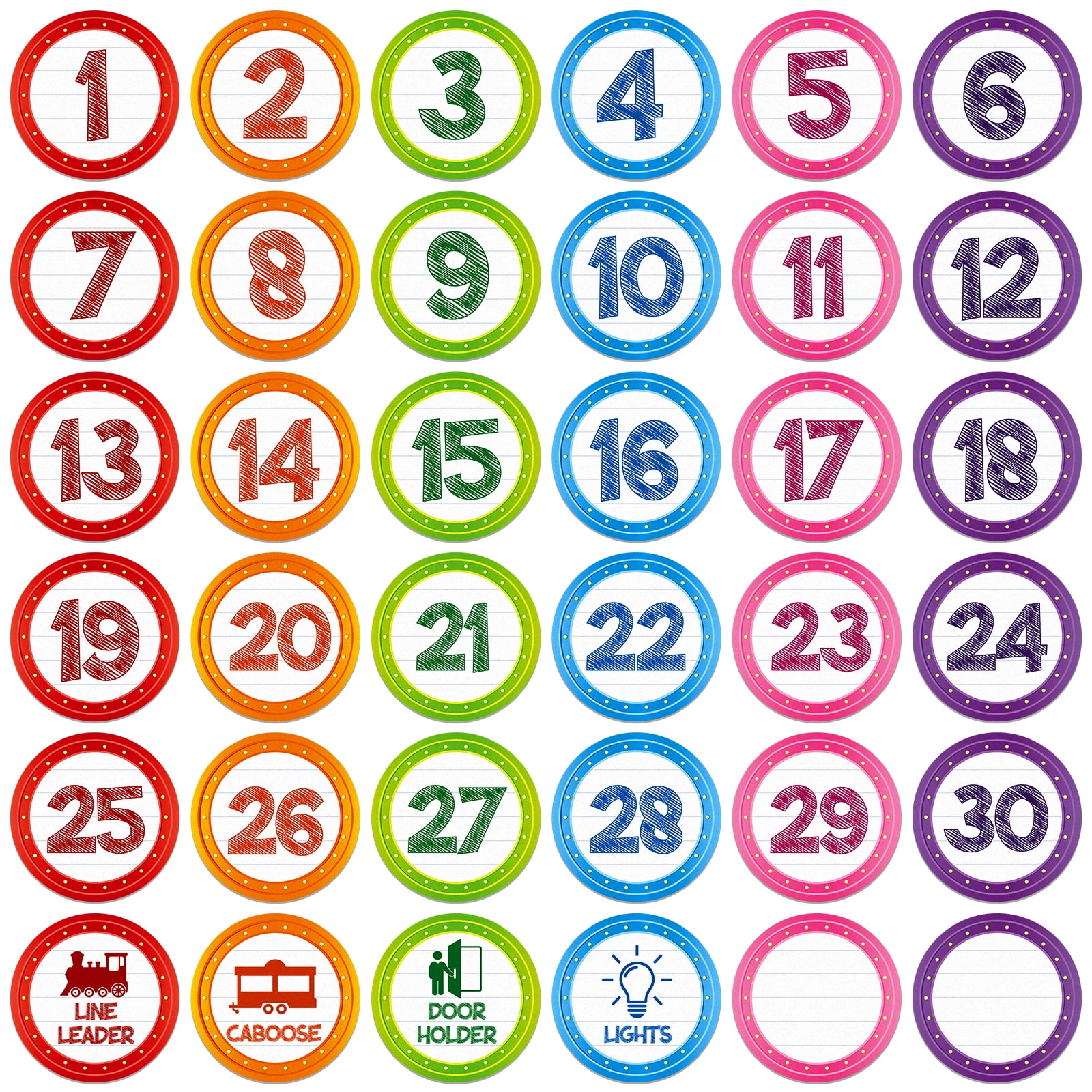 WhatSign 36PCS Colorful Number Spot Markers Stickers Line Up Spots for Classroom Floor Classroom