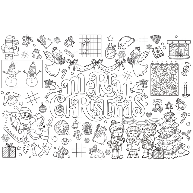WhatSign Christmas Coloring Tablecloth Christmas Activity for Kids