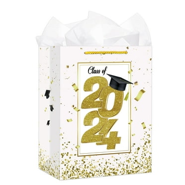 WhatSign Class of 2024 Graduation Gift Bags - 11.5" Graduation Gift Bag with Tissue Paper Graduation Party Favor Bags for Graduates High School College Senior Junior