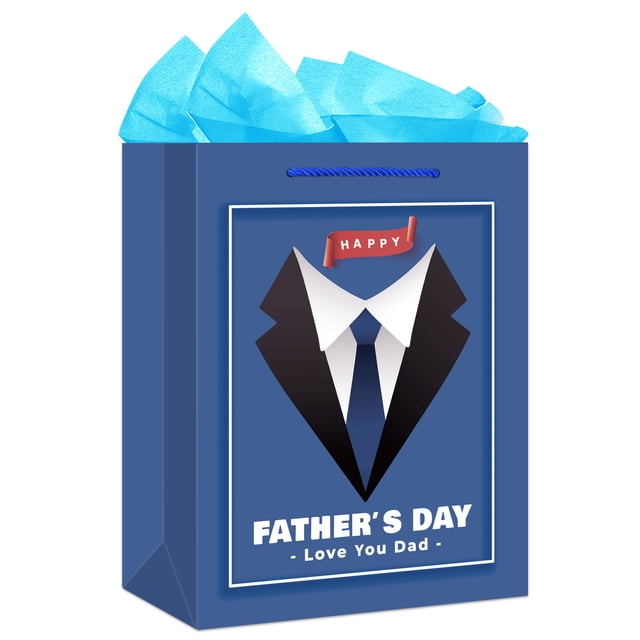WhatSign Happy Father's Day Gift Bag, Blue, 11.5" x 9" x 5", Gift Bags ...