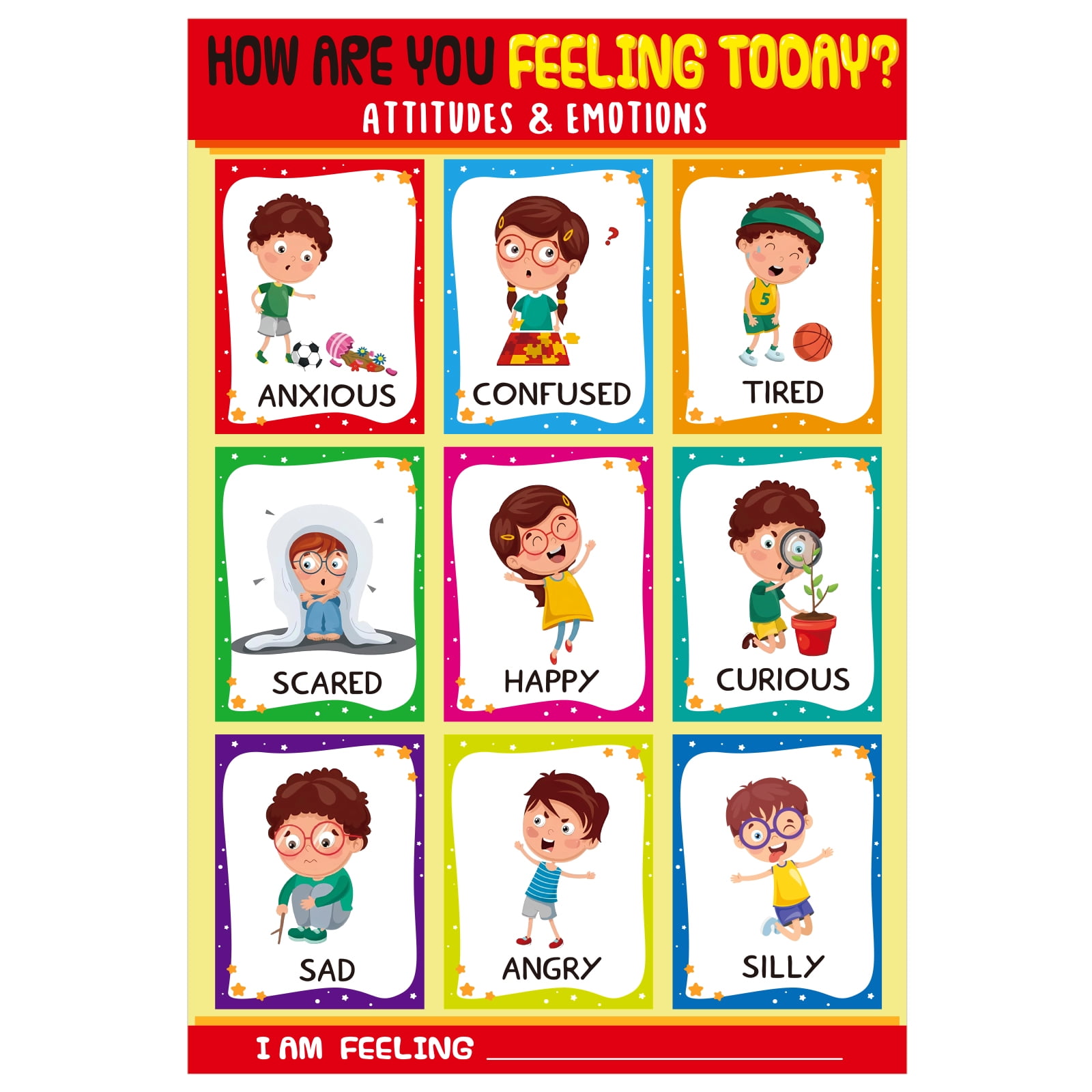 WhatSign Feelings Chart Emotions Poster for Kids Toddles How Are You WhatSign Feelings Chart Emotions Poster for Kids Toddles How Are You